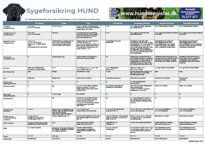 Forsikringsoversigt hund